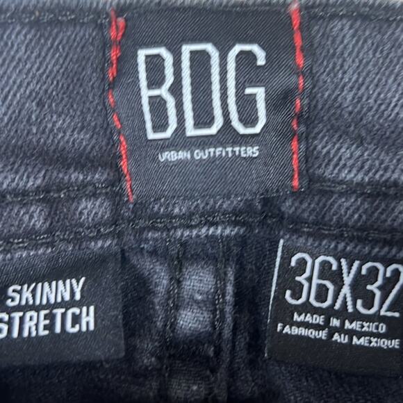 BDG Urban Outfitters Skinny Jeans Mens 36x32 Black Stretch Distressed Grunge - Picture 5 of 6